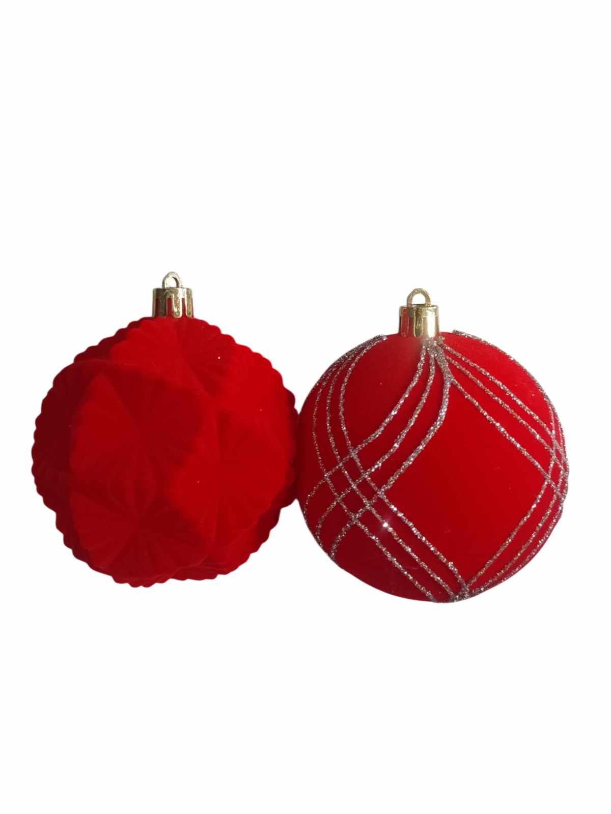 BOLA 8CM VELUDO DECORADA C/5
